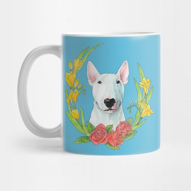 Bull terrier with flowers by Noewi